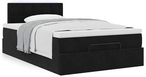 vidaXL Οθωμανικό κρεβάτι με στρώμα Μαύρο 120x200cm Velvet