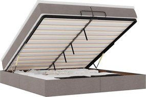 vidaXL Οθωμανικό κρεβάτι με στρώματα Taupe 200x200cm ύφασμα