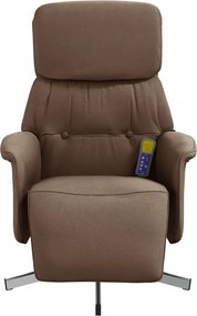 vidaXL Πολυθρόνα Μασάζ Ανακλινόμενη με Υποπόδιο Καφέ Υφασμάτινη