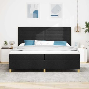 vidaXL LED Κρεβάτι με βάθρο με στρώμα Μαύρο 200 x 200 cm ύφασμα