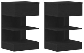 vidaXL Κομοδίνο 2 τμχ Μαύρη Δρυς 40x35x65 εκ. Κατασκευασμένο από Ξύλο