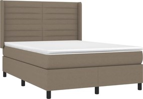 vidaXL Κρεβάτι Boxspring με Στρώμα &amp; LED Taupe 140x190 εκ. Υφασμάτινο