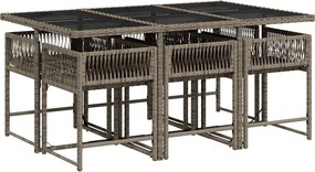 vidaXL Σετ Τραπεζαρίας Κήπου 7 τεμ. Γκρι Συνθ. Ρατάν με Μαξιλάρια