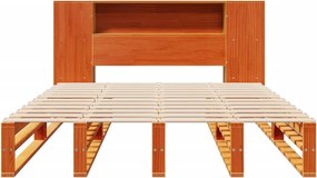 vidaXL Κρεβάτι Βιβλιοθήκη Χωρίς Στρώμα Καφέ 140x190 εκ Μασίφ Πεύκο