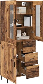 vidaXL Highboard με συρτάρι 2 pcs Παλιό Ξύλο Επεξεργασμένο ξύλο