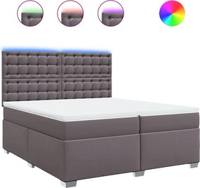vidaXL Κρεβάτι Boxspring με Στρώμα Γκρι 200x200 εκ. Συνθετικό Δέρμα