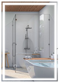 HOMCOM καθρέφτης μπάνιου καθρέφτης τοίχου με LED. Διακόπτης αφής, Λευκό