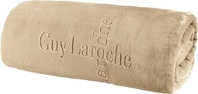 Κουβέρτα Βελουτέ Υπέρδιπλη (220x240) Guy Laroche Logo Almond