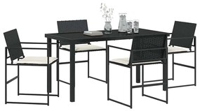 vidaXL Σέτ φαγητού για κήπο 5 pcs Μαύρο Πολυ ράταν