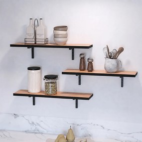Ραφιέρα τοίχου Versa Megapap 3 τεμαχίων χρώμα pine oak 80x19x17εκ.