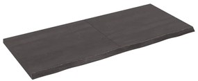 Ράφι Τοίχου Σκούρο Καφέ 140x60x(2-4) εκ. Επεξ. Μασίφ Ξύλο Δρυός