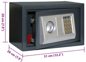 vidaXL Ηλεκτρονικό Ψηφιακό Χρηματοκιβώτιο Σκούρο Γκρι 31x20x20 εκ. Ατσάλι