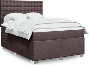 vidaXL Κρεβάτι Boxspring με Στρώμα Σκούρο Καφέ 140x200 εκ Υφασμάτινο