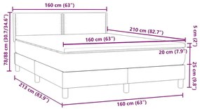 Κρεβάτι Boxspring με Στρώμα Ανοιχτό Γκρι 160x210 εκ. Βελούδινο - Γκρι