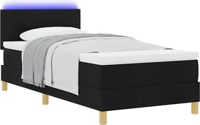 vidaXL LED Κρεβάτι με βάθρο με κεφαλάρι Μαύρο 100 x 200 cm ύφασμα