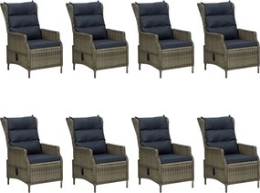 vidaXL Σετ Τραπεζαρίας Εξ. Χώρου 9 τεμ. Καφέ Συνθ. Ρατάν με Μαξιλάρια