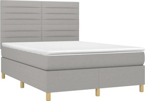 vidaXL Κρεβάτι Boxspring με Στρώμα &amp; LED Αν.Γκρι 140x200εκ. Υφασμάτινο