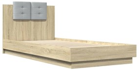 vidaXL Πλαίσιο Κρεβατιού με Κεφαλάρι Sonoma Δρυς 90x200 εκ. Επεξ. Ξύλο