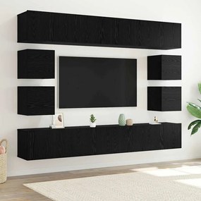vidaXL Σετ επίπλου τηλεόρασης 8 pcs Μαύρη δρυς 100 x 30 x 30 cm