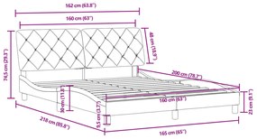 Πλαίσιο Κρεβατιού με Κεφαλάρι Ροζ 160x200 εκ. Βελούδινο - Ροζ