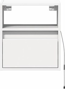 vidaXL Κομοδίνο Επιτοίχιο με Φώτα LED Λευκό