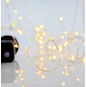 Eurolamp Σειρά 100 LED Θερμό Λευκό IP44 Με 8 Προγράμματα 10m Ασημί Σύρμα 600-11706