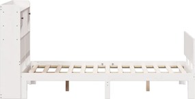 vidaXL Κρεβάτι Βιβλιοθήκη Χωρίς Στρώμα Λευκό 135x190 εκ Μασίφ Πεύκο