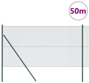 vidaXL Φράχτης με Στήλες. Πράσινο 1 x 50 m Ατσάλι