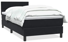 vidaXL Κρεβάτι Boxspring με Στρώμα Μαύρο 90x210 εκ. Βελούδινο