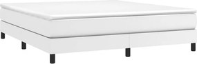 vidaXL Κρεβάτι Boxspring με Στρώμα Λευκό 180x200 εκ. Συνθετικό Δέρμα