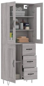vidaXL Ντουλάπι Γκρι Sonoma 69,5 x 34 x 180 εκ. Επεξεργασμένο Ξύλο