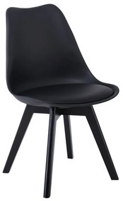 MARTIN Καρέκλα Ξύλο Μαύρο, PP Μαύρο Μονταρισμένη Ταπετσαρία 49x57x82cm