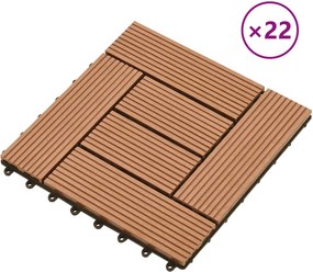 vidaXL Πλάκα Κατασκευής 22 pcs Καφέ 30 x 30 cm WPC