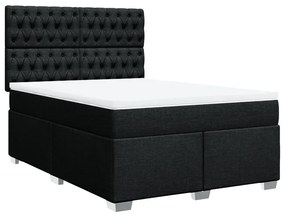 vidaXL Κρεβάτι Boxspring με Στρώμα Μαύρο 140x200 εκ. Υφασμάτινο