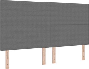 vidaXL LED κεφαλάρι Ανοιχτό γκρι Υφασμάτινο Κορντουρά