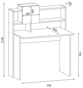 Γραφείο εργασίας Koogi pakoworld σε oak-λευκή απόχρωση 94x60x118εκ - 120-000481