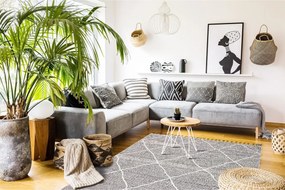 Stewehome Σκανδιναβικό χαλί με πλεκτή ψάθα και μπούκλες μοντέρνου στιλ 80x150x6 cm