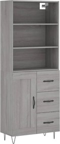 vidaXL Ντουλάπι Γκρι Sonoma 69,5 x 34 x 180 εκ. Επεξεργασμένο Ξύλο