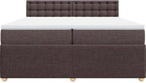 vidaXL Κρεβάτι Boxspring με Στρώμα Σκούρο Καφέ 200x200 εκ. Υφασμάτινο