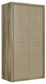 Ντουλάπα Boston Z108, Canyon δρυς, Γυαλιστερό Beige, 200x103.5x56.5cm, Πόρτες ντουλάπας: Με μεντεσέδες