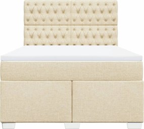 vidaXL Κρεβάτι Boxspring με Στρώμα Κρεμ 140x200 εκ. Υφασμάτινο