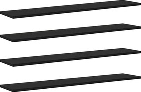 vidaXL Ράφι Βιβλίων 3 επιπέδων 4 pcs 100 x 20 x 1,5 cm Μαύρο