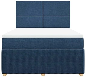 vidaXL Κρεβάτι Boxspring με Στρώμα Μπλε 160x200 εκ. Υφασμάτινο