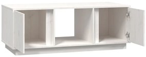 vidaXL Τραπεζάκι Σαλονιού Λευκό 110x50x40 εκ από Μασίφ Ξύλο Πεύκου