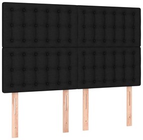 vidaXL Κρεβάτι Boxspring με Στρώμα &amp; LED Μαύρο 140x200 εκ. Υφασμάτινο