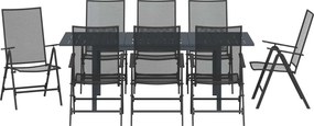 vidaXL Σέτ φαγητού για κήπο 9 pcs Ανθρακί Ατσάλι