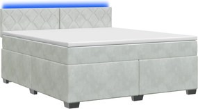 vidaXL Κρεβάτι Box Spring με Στρώμα και LED Ανοιχτό γκρι 140 x 190 cm