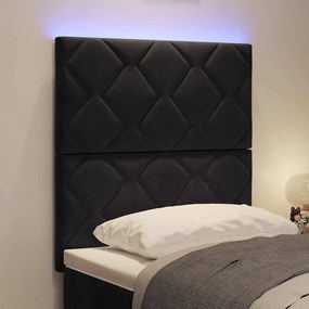 vidaXL LED κεφαλάρι Μαύρο 80 cm Βελούδο