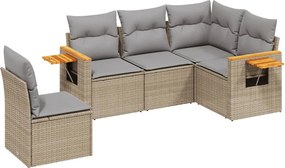 vidaXL Patio Sofa Set 5-θέσια Beige and Grey