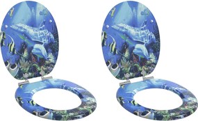vidaXL Μαλακή κλειστή λεκάνη 2 pcs Μπλε 44 x 38 εκ. Πίνακας MDF